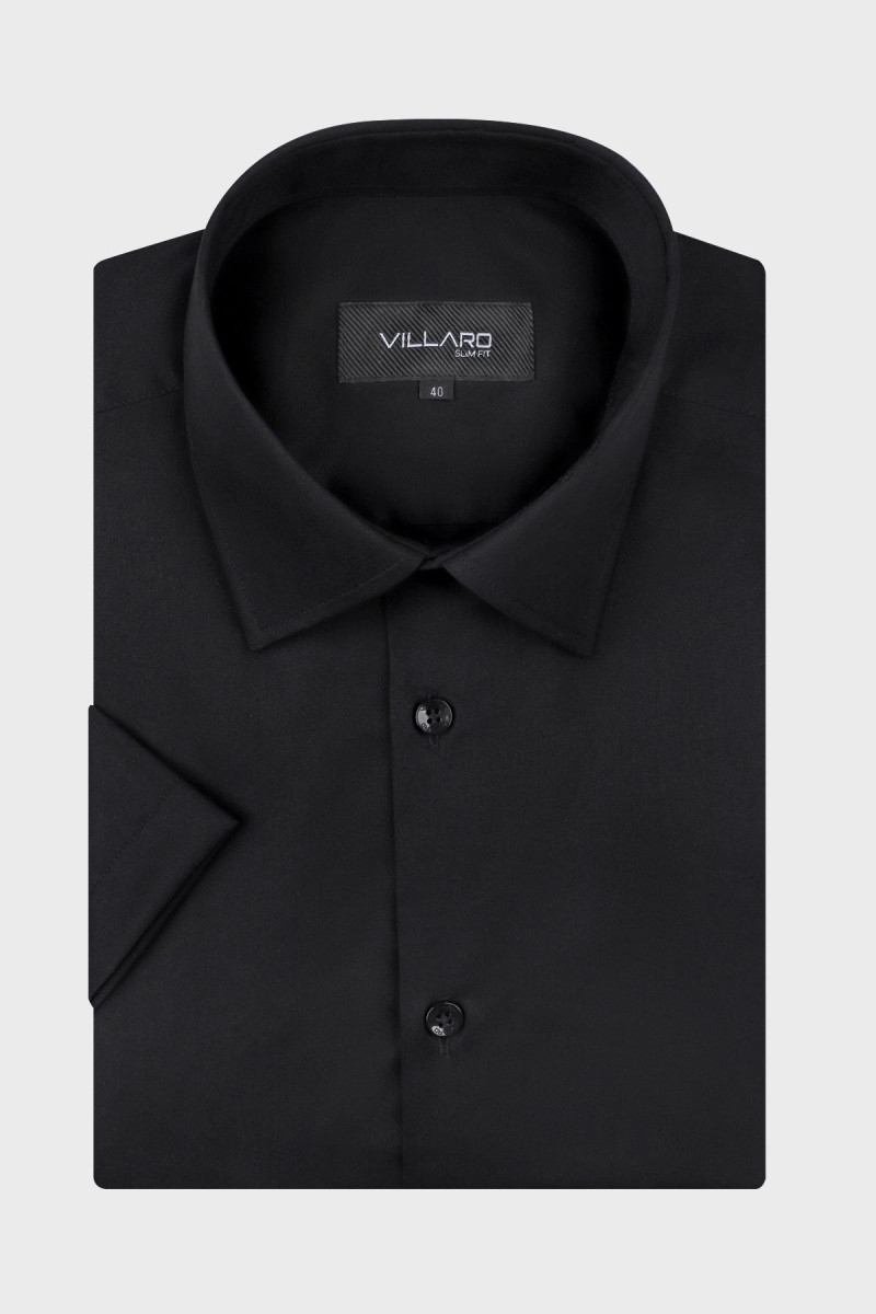 Czarna koszula męska krótki rękaw | Villaro