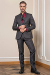 Czarny garnitur męski wzór krata | Villaro