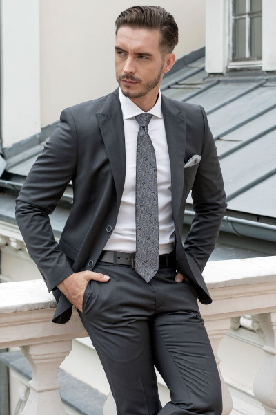Szary Garnitur Męski