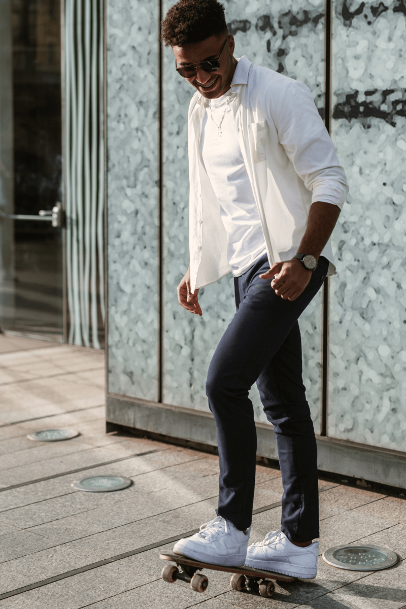 Granatowe Spodnie Męskie Chinosy