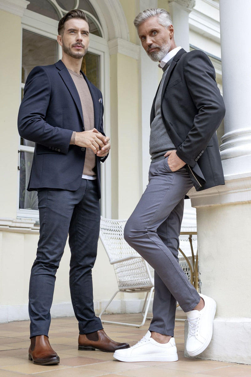 Szare Spodnie Męskie Chinosy Struktura