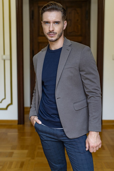 Granatowy Sweter Męski