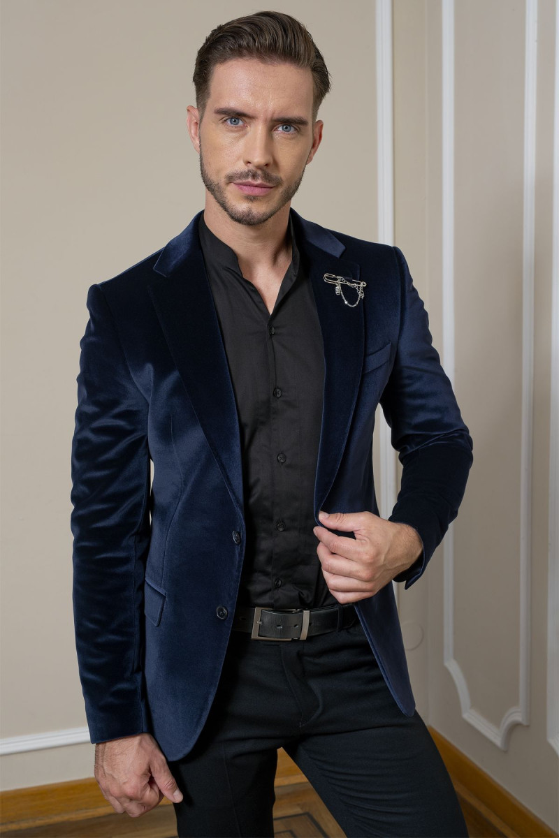 Czarna Koszula Męska Stójka