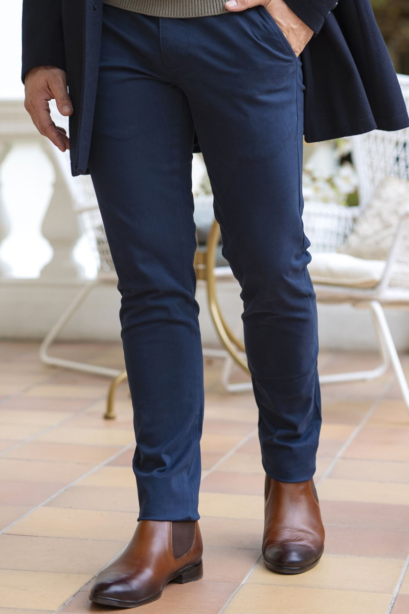 Granatowe Spodnie Męskie Chinosy