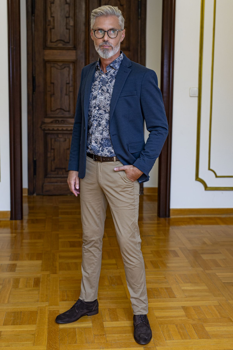 Beżowe Spodnie Męskie Chinosy