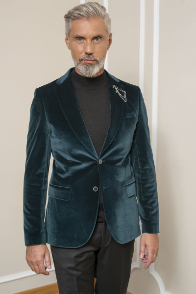 Zielona Marynarka Męska Welur