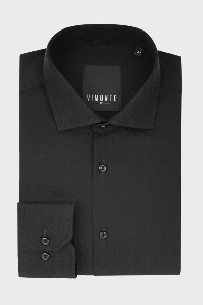 Czarna koszula męska struktura | Villaro