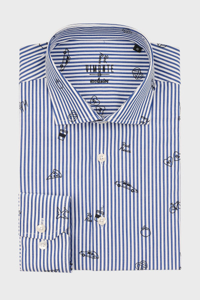 Koszula w paski męska biała-niebieska | Villaro