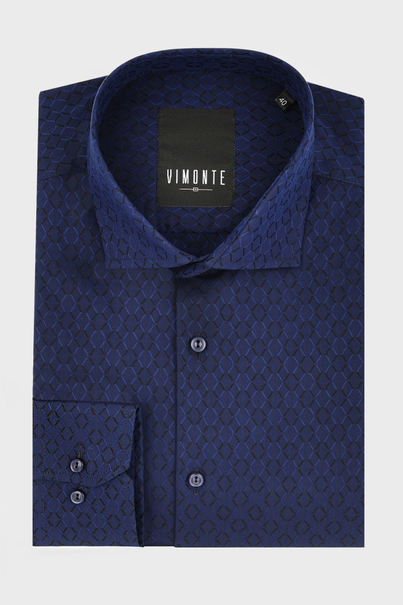 Granatowa koszula męska struktura | Villaro
