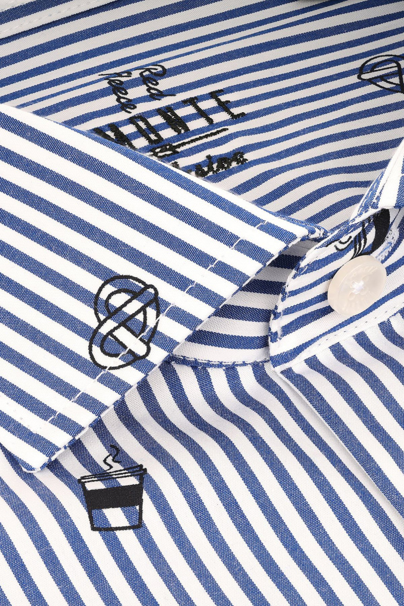 Koszula w paski męska biała-niebieska | Villaro