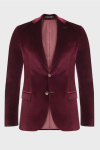 Bordowa Marynarka Męska Welur