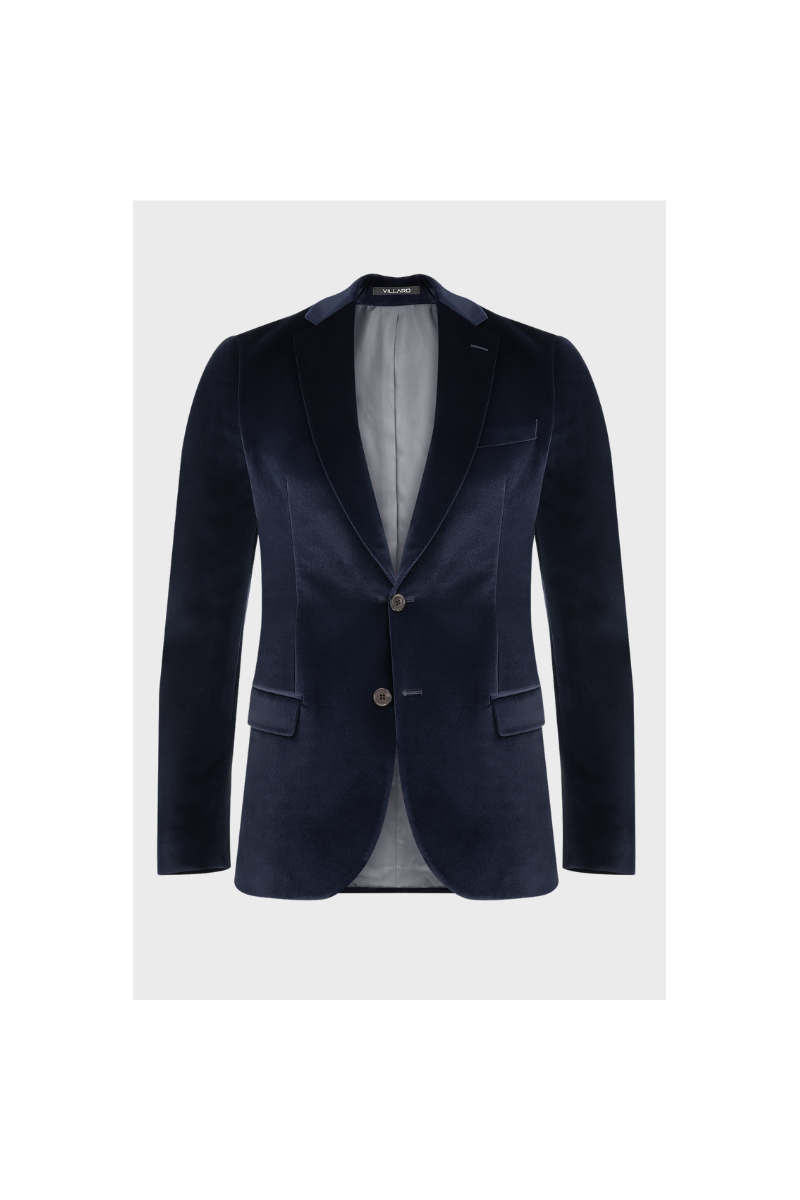 Granatowa Marynarka Męska Welur