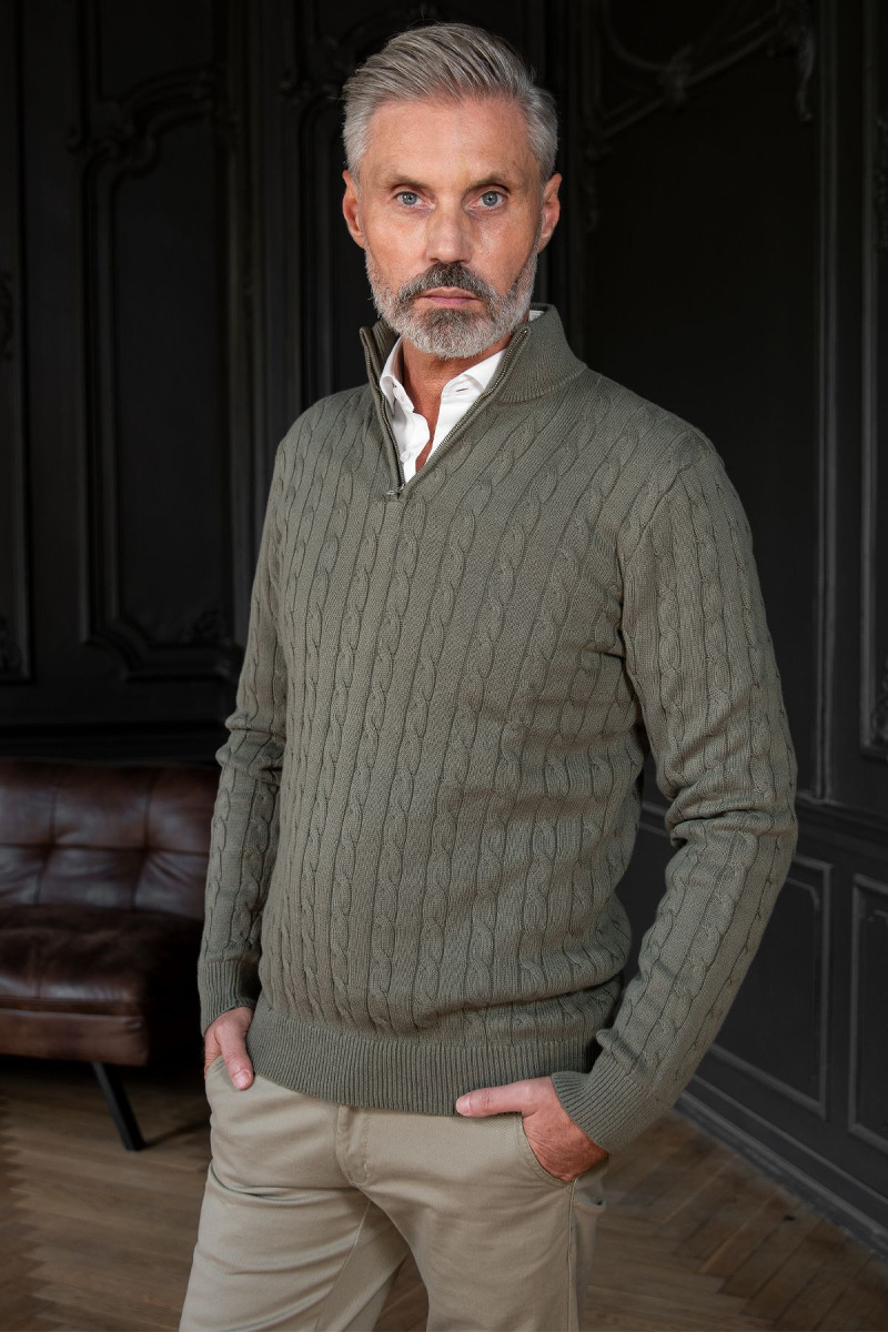 Zielony Sweter Męski Półgolf