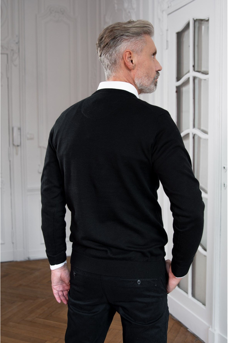 Stylowy czarny sweter Villaro – widok z tyłu