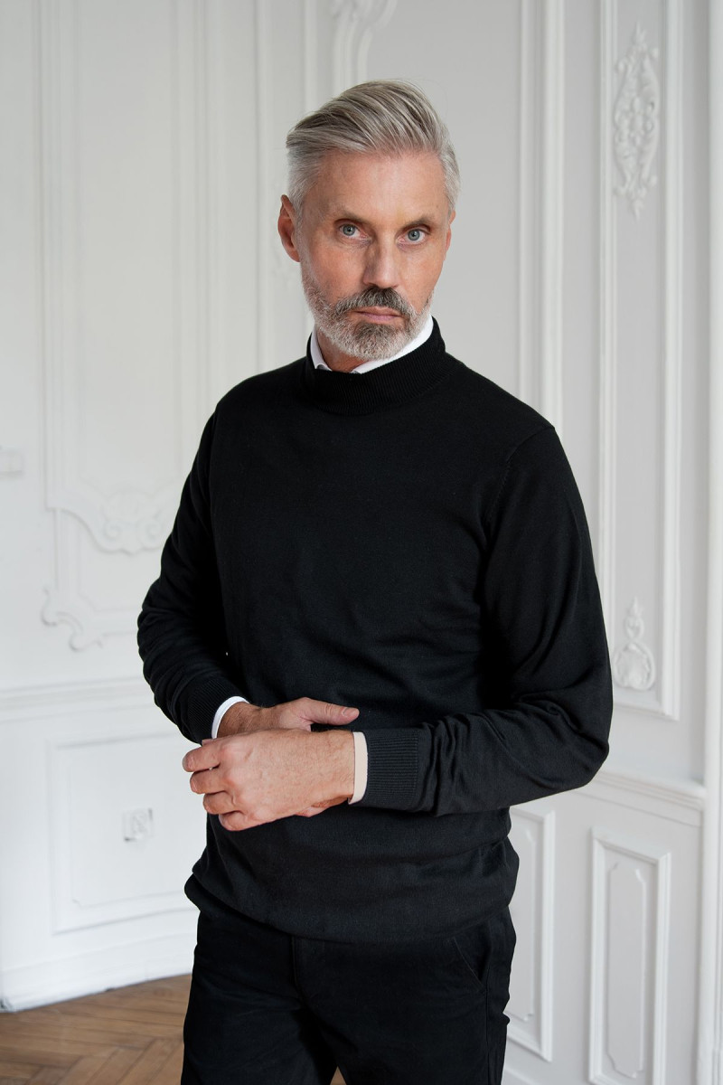 Czarny Sweter Męski Półgolf