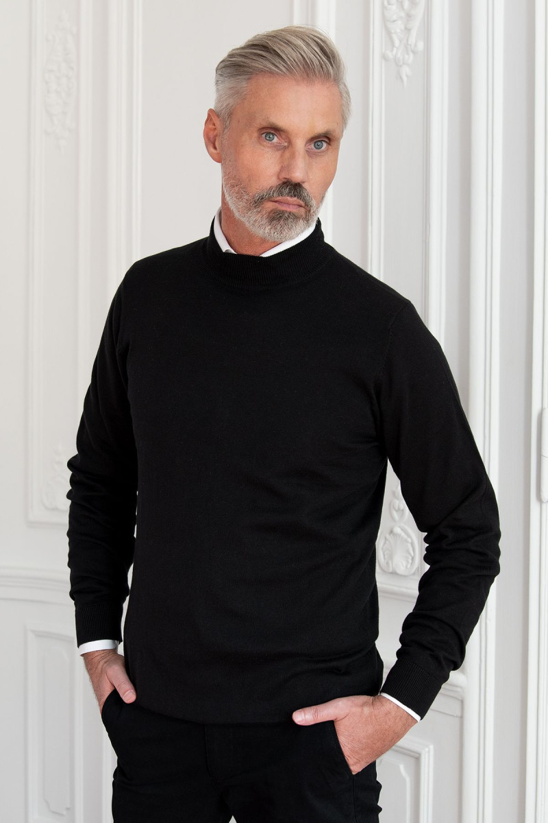 Czarny Sweter Męski Półgolf