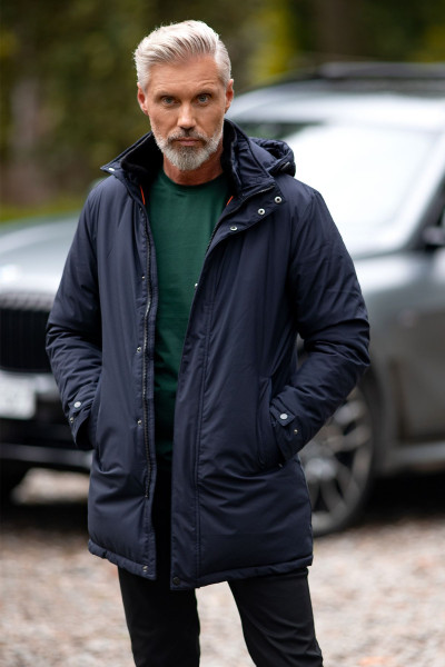 Granatowa kurtka Villaro – kieszenie zapinane na zamek