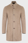 Beżowy Płaszcz Męski Wełna