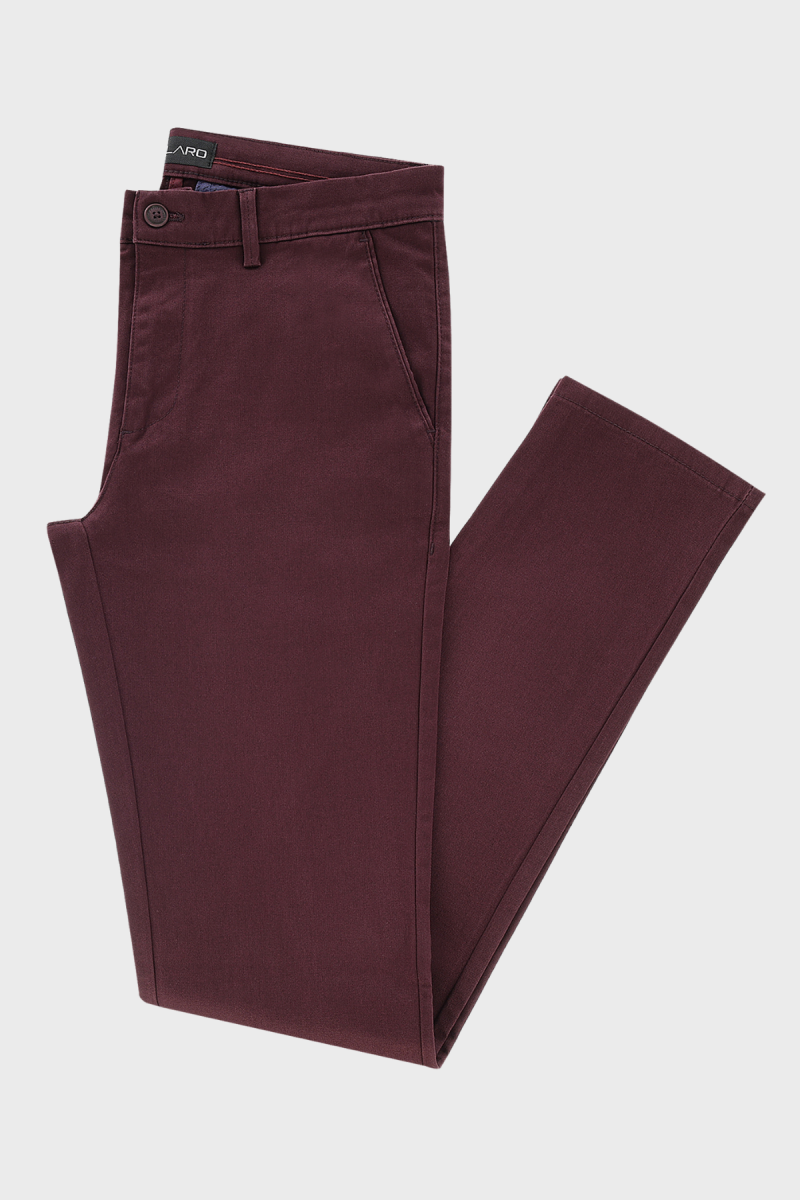 Bordowe Spodnie Męskie Chinosy Struktura