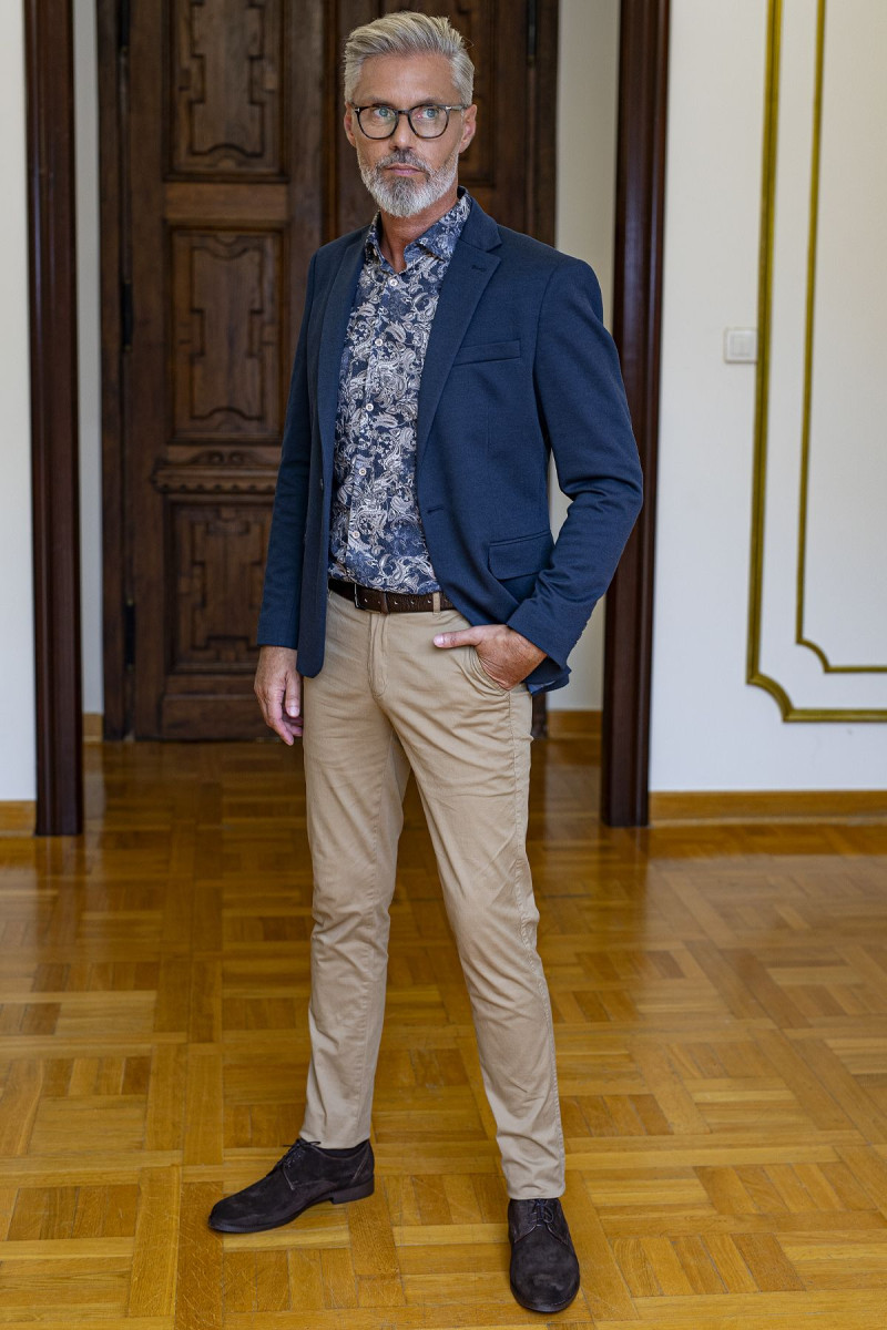 Granatowa marynarka męska dzianina| Villaro