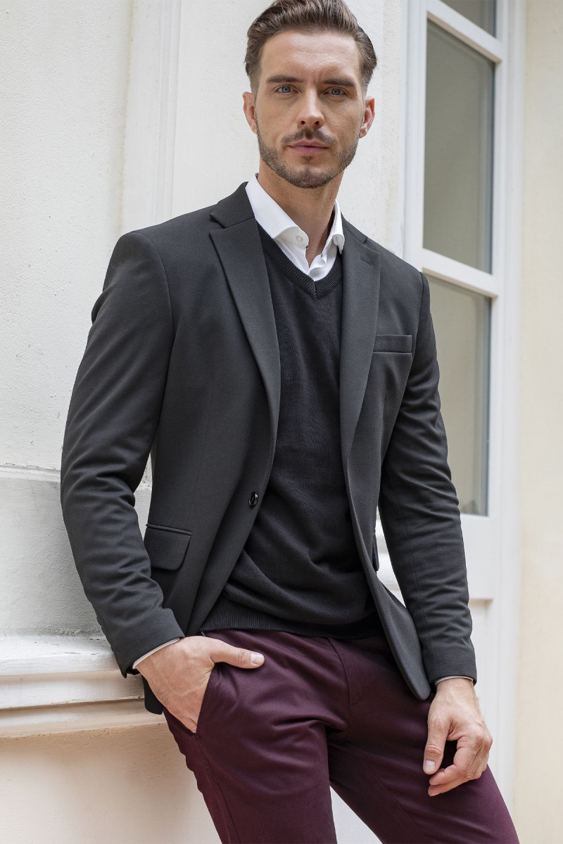 Czarna marynarka męska dzianina | Villaro