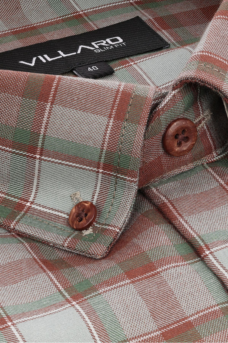 Męska koszula drwala, beżowo-pomarańczowa | Villaro