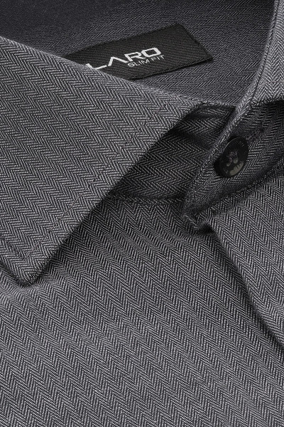 Szara Koszula Męska Wzór Jodełka