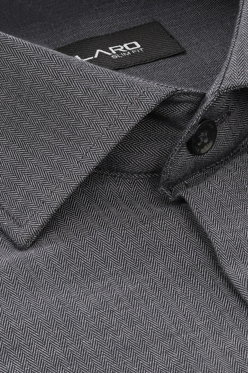 Szara koszula męska wzór jodełka | Villaro