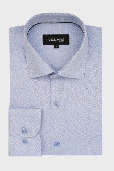 Niebieska Koszula męska wzór jodełka | Villaro