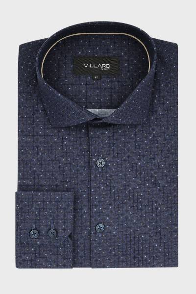 Granatowa koszula męska wzór geometryczny | Villaro