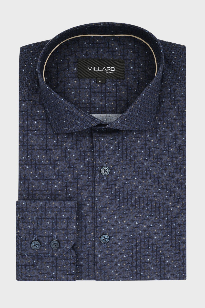 Granatowa koszula męska wzór geometryczny | Villaro