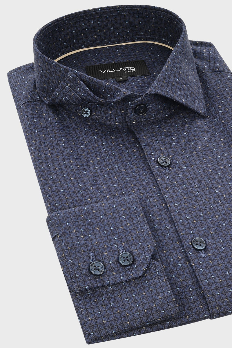 Granatowa koszula męska wzór geometryczny | Villaro