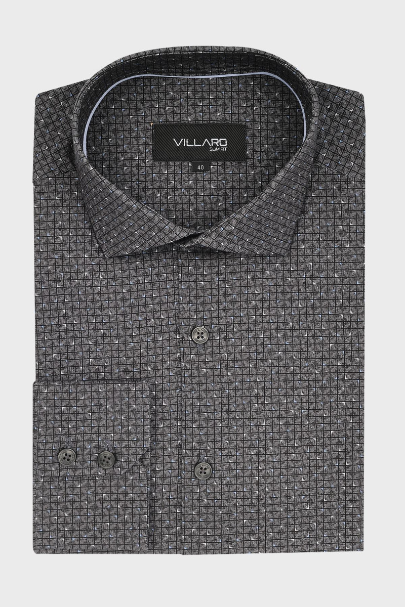 Szara koszula męska wzór geometryczny | Villaro