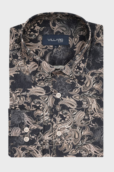 Koszula męska niebieska z nadrukiem | Villaro