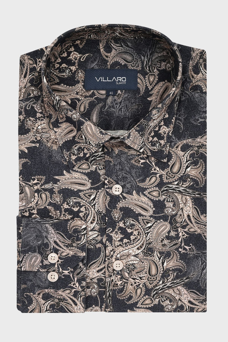 Koszula męska niebieska z nadrukiem | Villaro