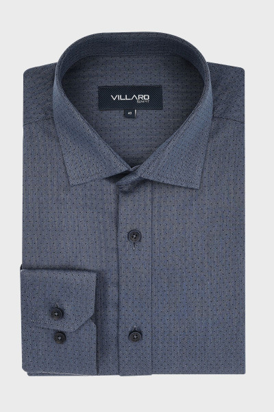 Granatowa koszula męska wzór jodełka | Villaro