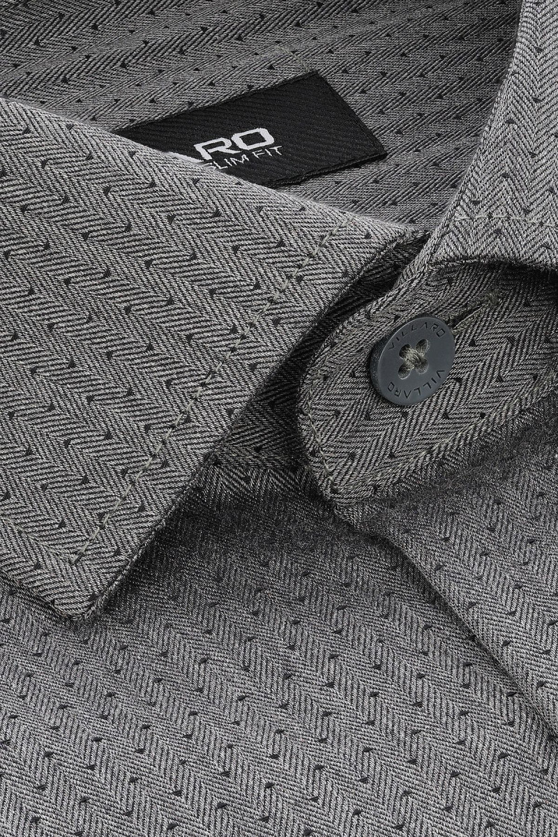 Szara koszula męska wzór jodełka | Villaro