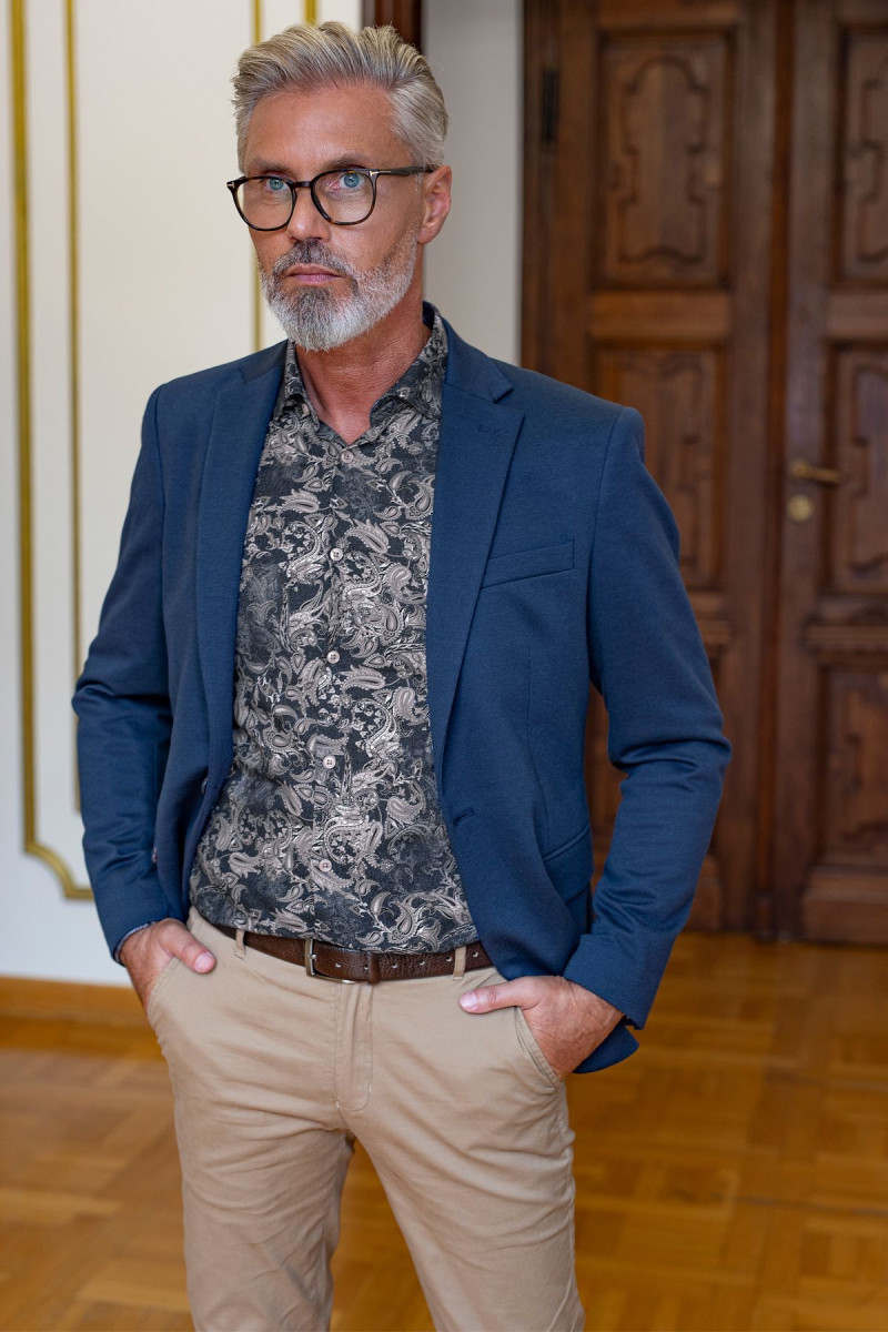 Koszula męska niebieska z nadrukiem | Villaro