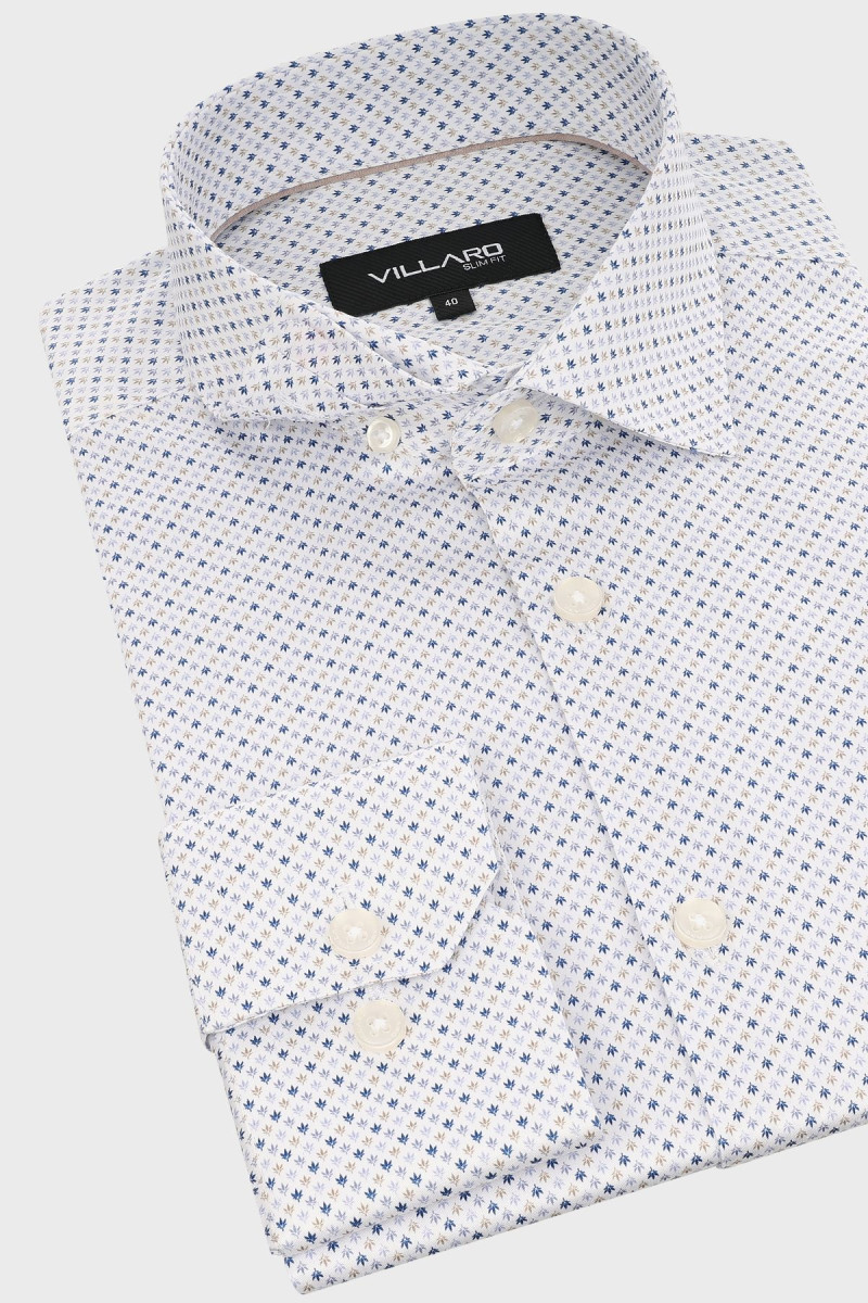 Męska biała koszula microwzór | Villaro