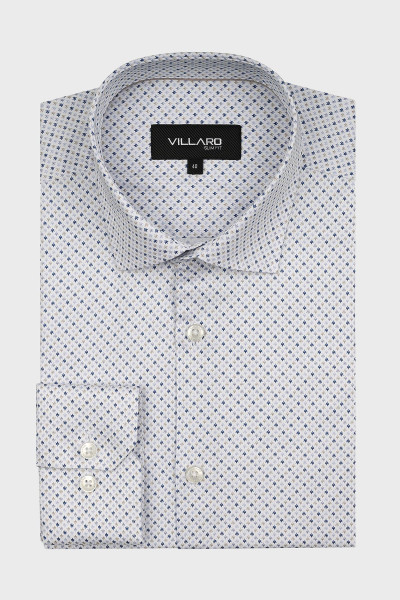 Męska biała koszula microwzór | Villaro