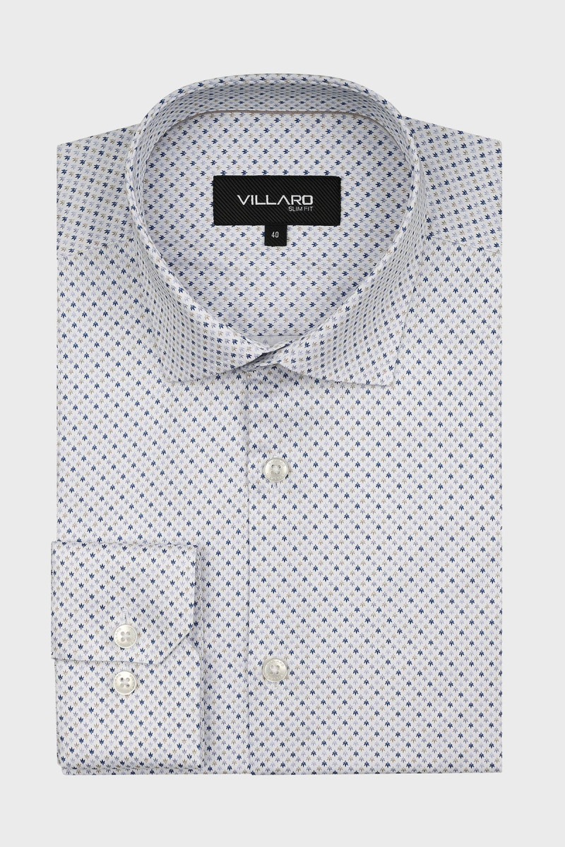 Męska biała koszula microwzór | Villaro