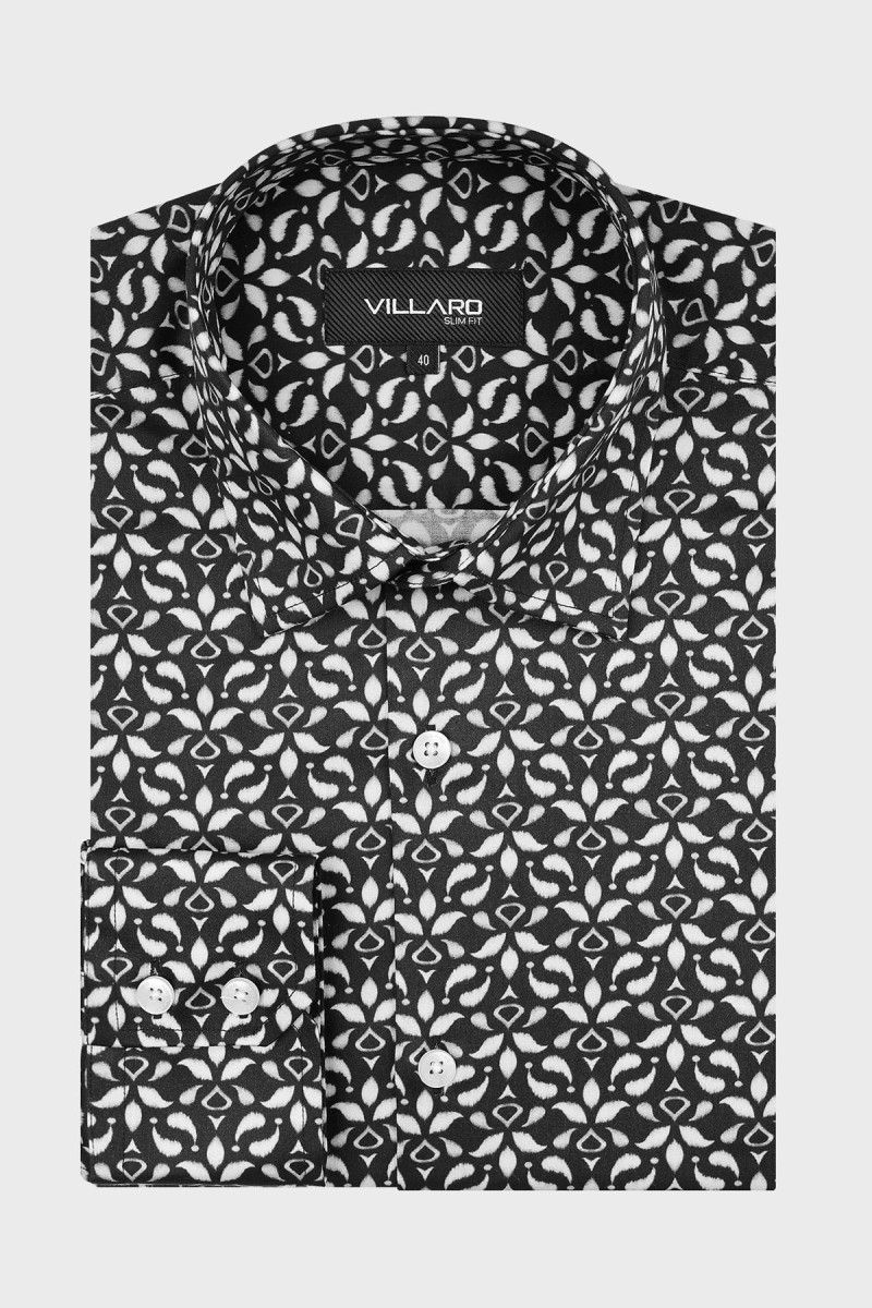 Czarna koszula męska wzorzysta | Villaro