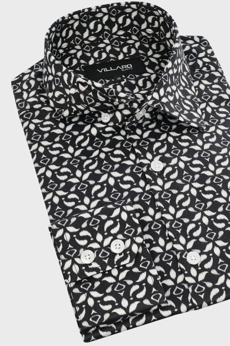 Czarna koszula męska wzorzysta | Villaro
