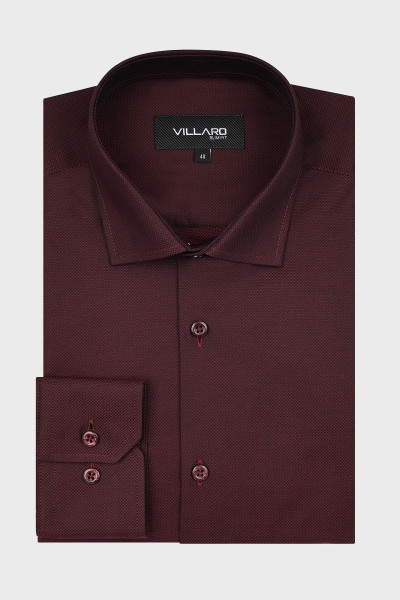 Bordowa koszula męska struktura | Villaro