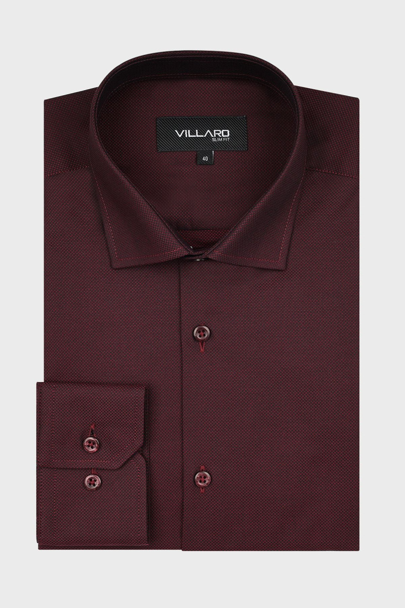 Bordowa koszula męska struktura | Villaro