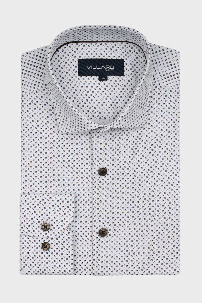 Koszula męska biała, drobny wzór, elegancka | Villaro