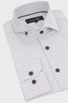 Koszula męska biała, drobny wzór, elegancka | Villaro