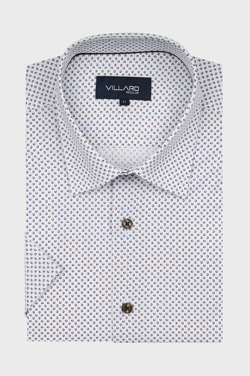 Męska biała koszula w drobny wzór | Villaro