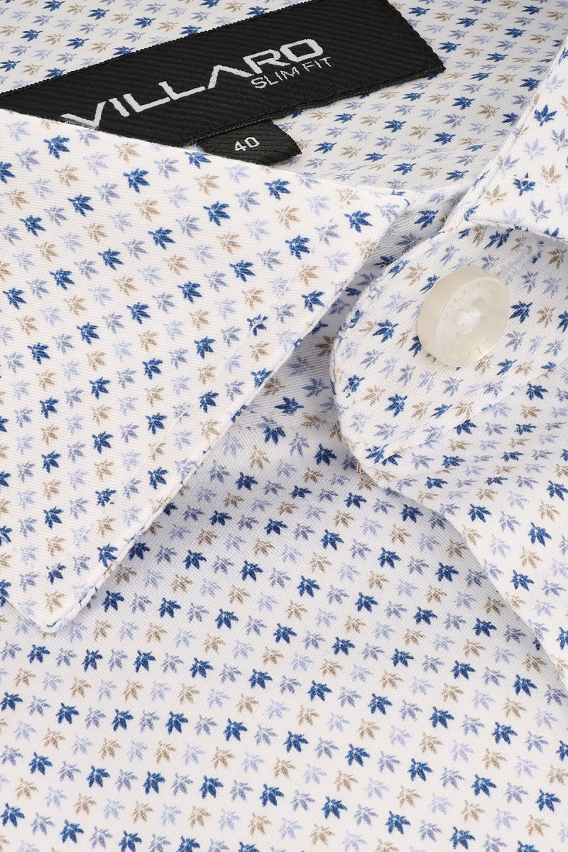 Męska biała koszula microwzór | Villaro