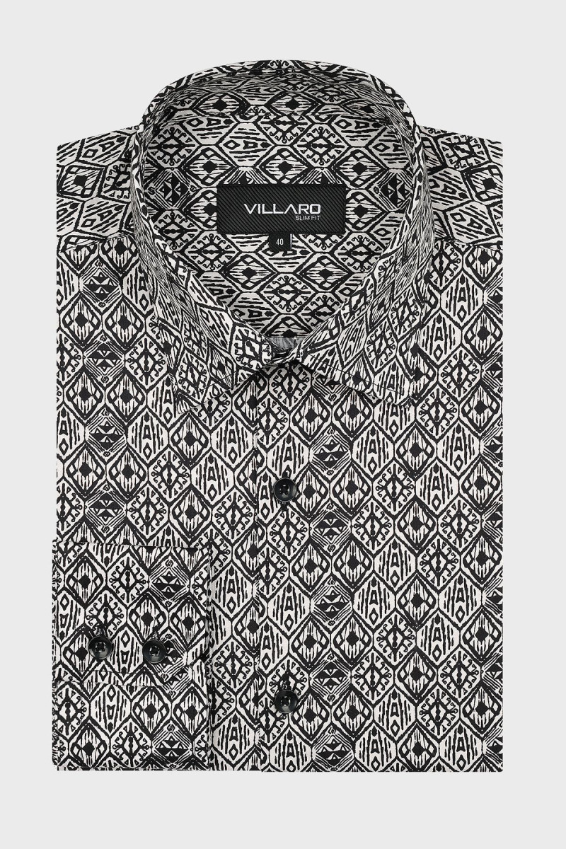 Czarna koszula męska wzór | Villaro